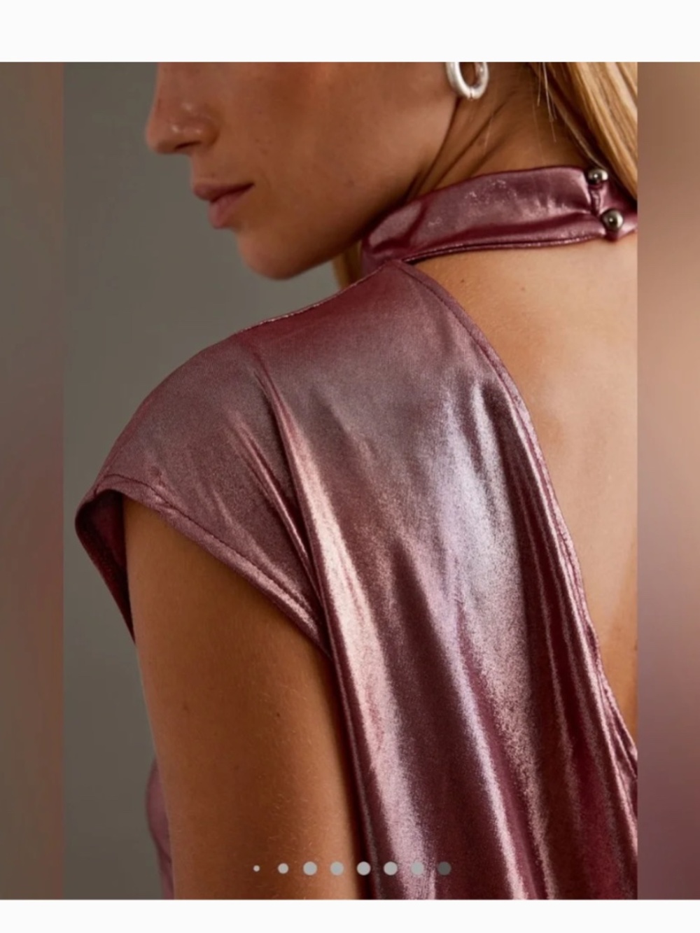 Anthropologie Cowl Neck Liquid Shine Top in Pink Size Medium - Picture 5 of 13